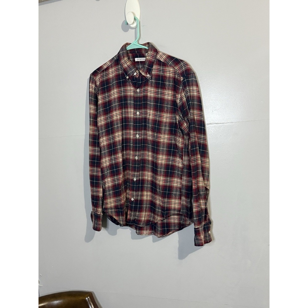 Gustin Men's 100% Cotton Made In USA Plaid Flannel Button Down Size M Camping